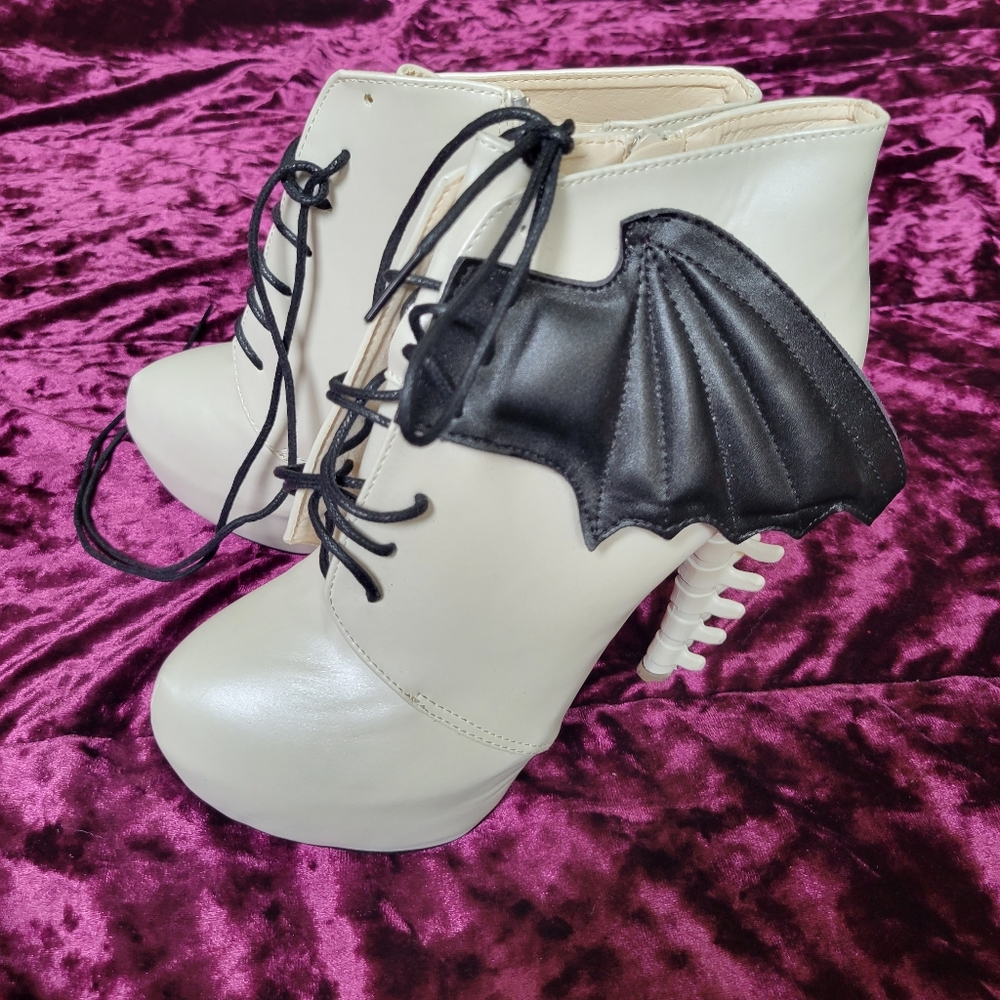 Faux Leather Bat Wing Boots